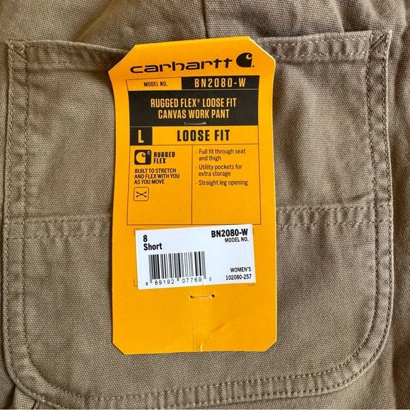 Carhartt Rugged Flex Loose Fit Canvas Work Cargo Pants Tan 8 Short - Picture 3 of 8
